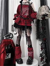 Harajuku Punk Striped Top & Leg Warmers